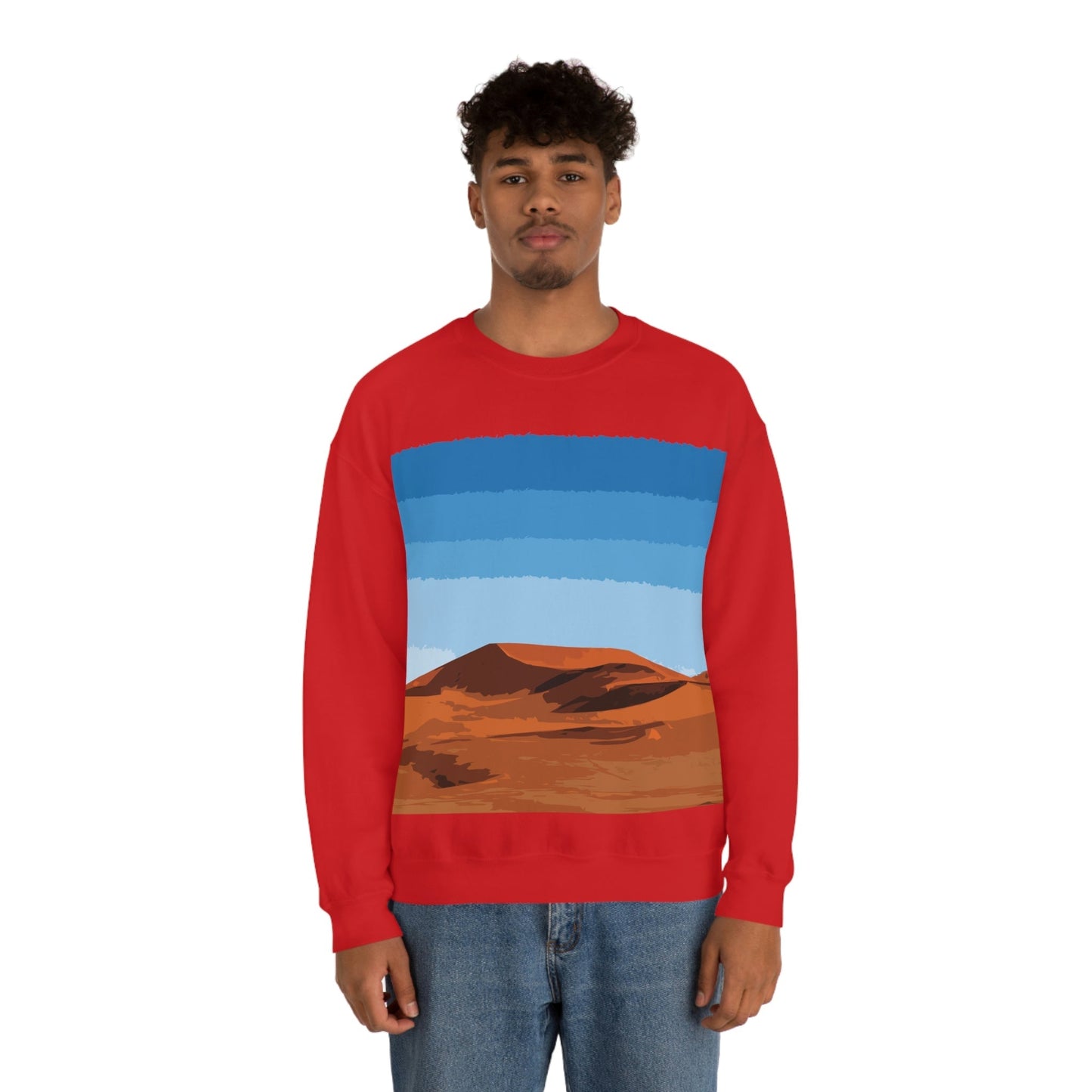 Landscape Desert Orange Sand Abstract Nature Modern Art Aesthetics Unisex Heavy Blend™ Crewneck Sweatshirt Ichaku [Perfect Gifts Selection]