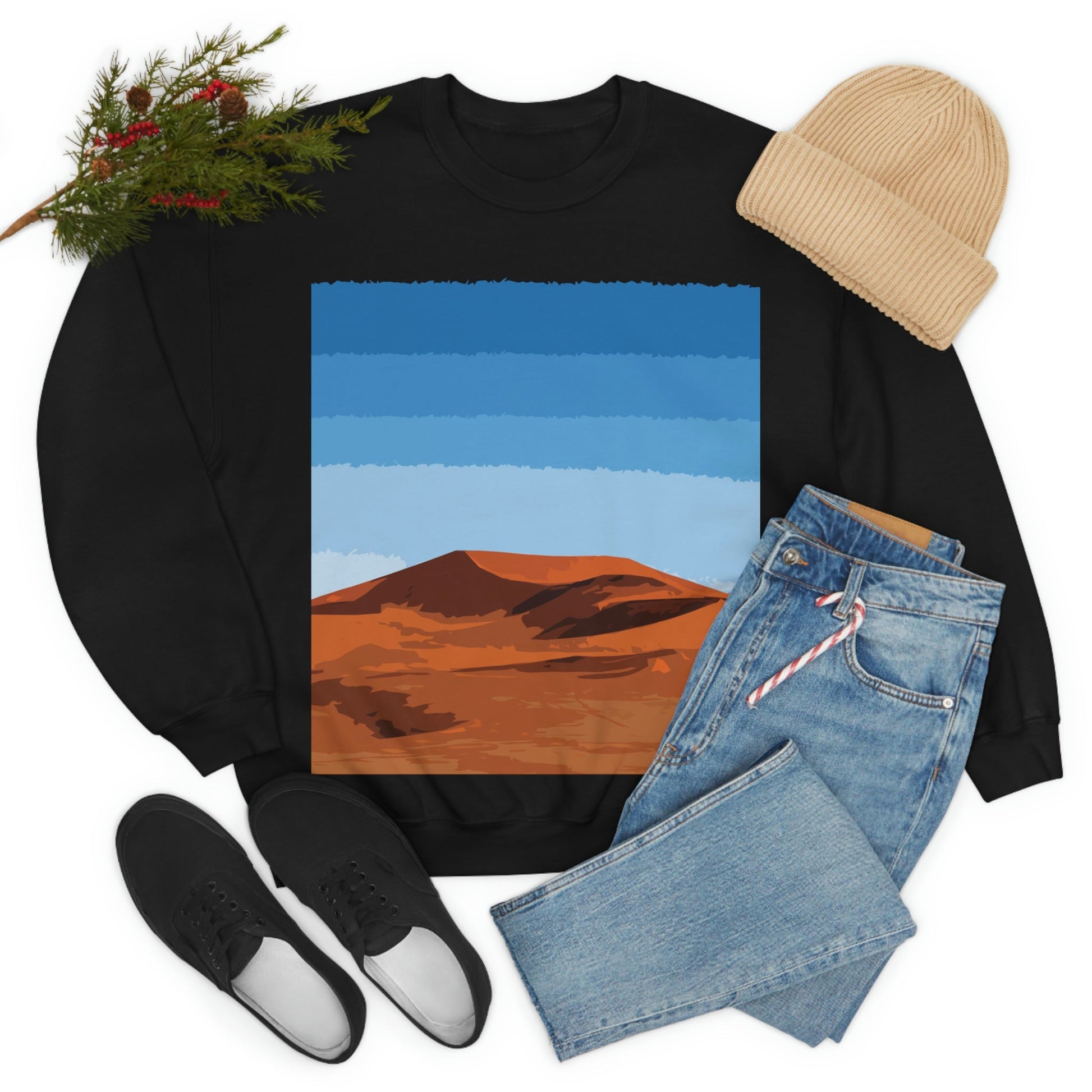 Landscape Desert Orange Sand Abstract Nature Modern Art Aesthetics Unisex Heavy Blend™ Crewneck Sweatshirt Ichaku [Perfect Gifts Selection]