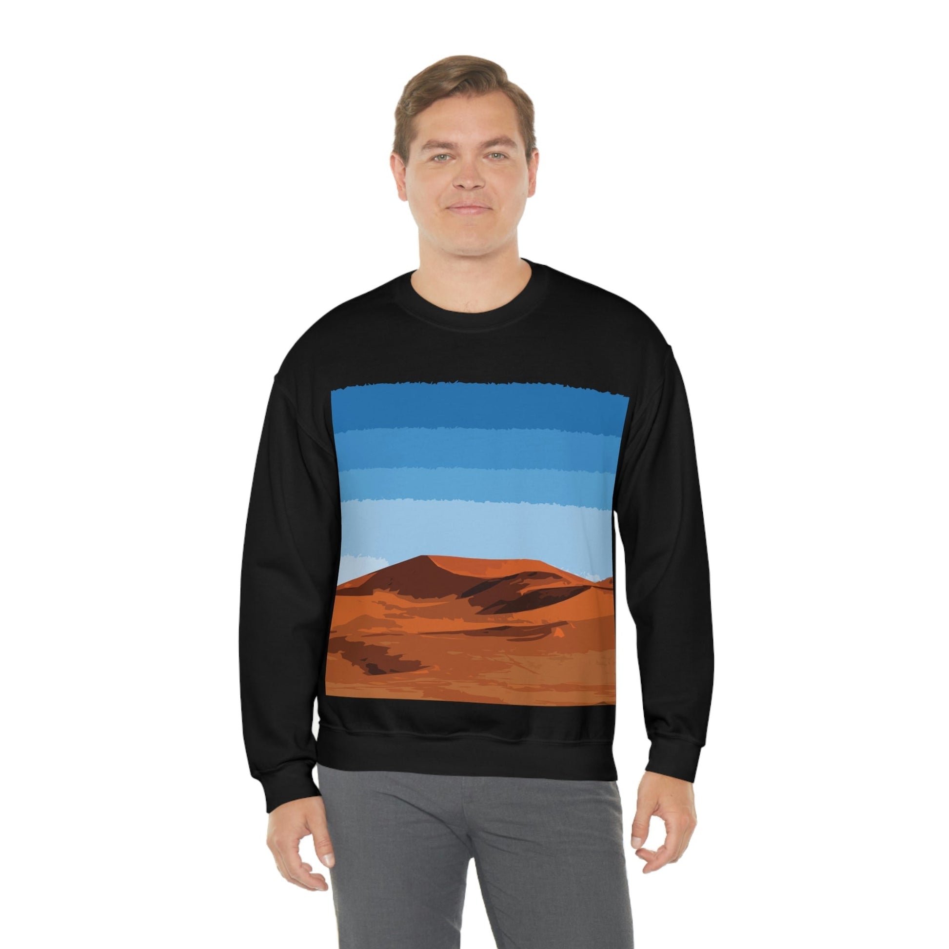 Landscape Desert Orange Sand Abstract Nature Modern Art Aesthetics Unisex Heavy Blend™ Crewneck Sweatshirt Ichaku [Perfect Gifts Selection]