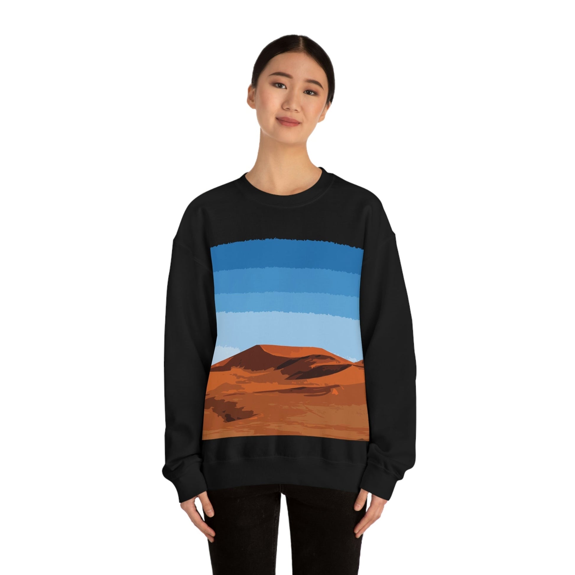 Landscape Desert Orange Sand Abstract Nature Modern Art Aesthetics Unisex Heavy Blend™ Crewneck Sweatshirt Ichaku [Perfect Gifts Selection]