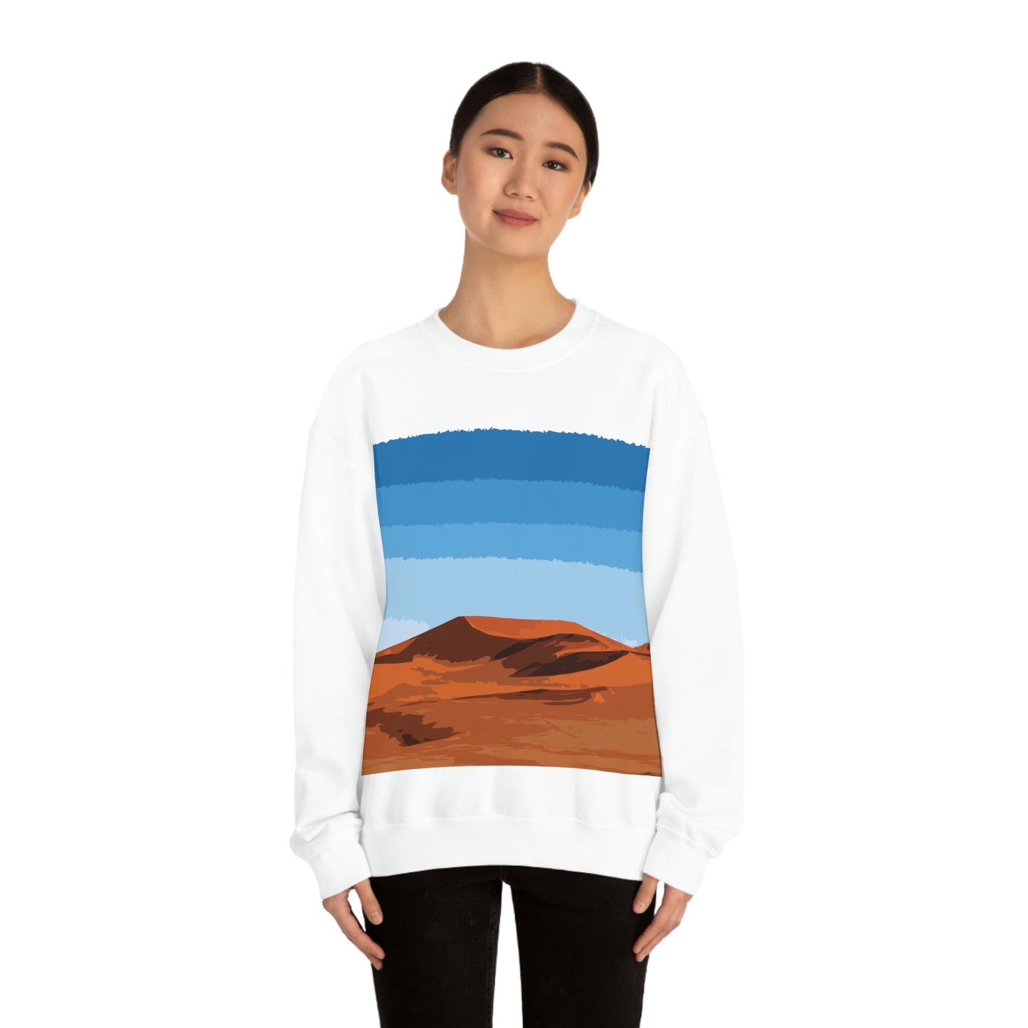 Landscape Desert Orange Sand Abstract Nature Modern Art Aesthetics Unisex Heavy Blend™ Crewneck Sweatshirt Ichaku [Perfect Gifts Selection]