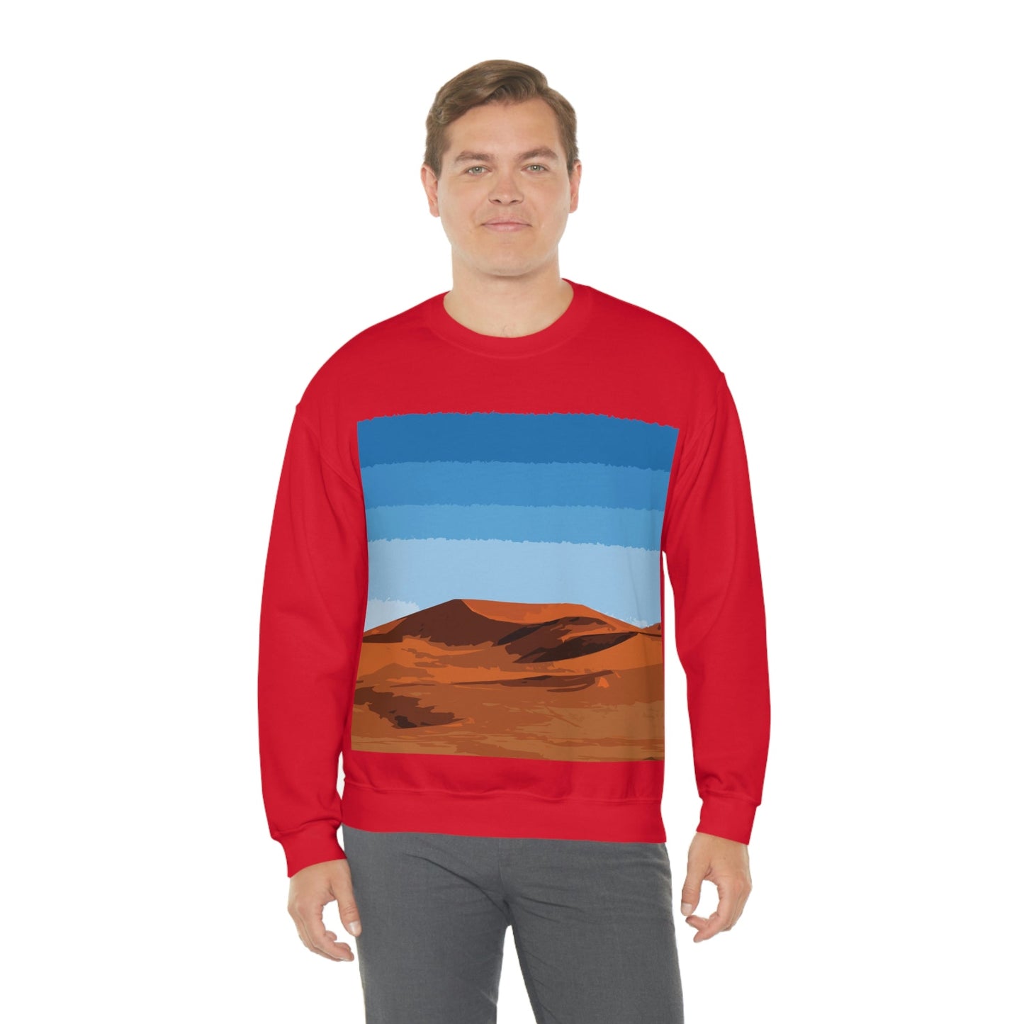 Landscape Desert Orange Sand Abstract Nature Modern Art Aesthetics Unisex Heavy Blend™ Crewneck Sweatshirt Ichaku [Perfect Gifts Selection]