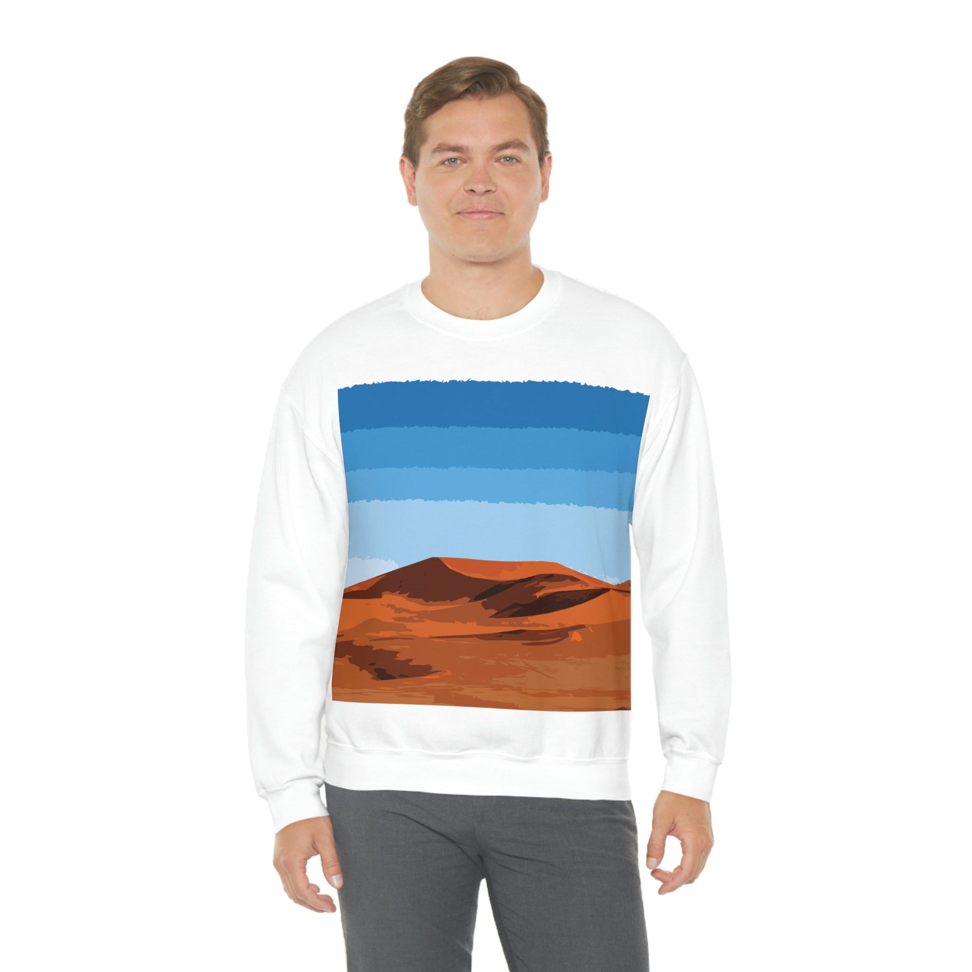 Landscape Desert Orange Sand Abstract Nature Modern Art Aesthetics Unisex Heavy Blend™ Crewneck Sweatshirt Ichaku [Perfect Gifts Selection]