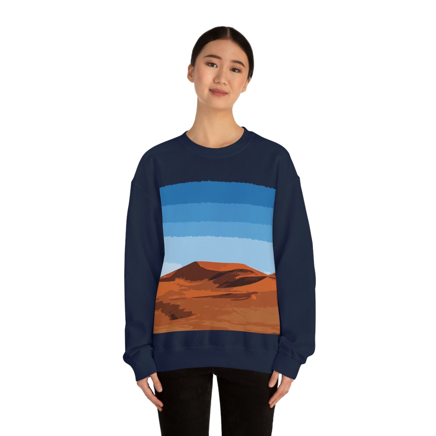 Landscape Desert Orange Sand Abstract Nature Modern Art Aesthetics Unisex Heavy Blend™ Crewneck Sweatshirt Ichaku [Perfect Gifts Selection]