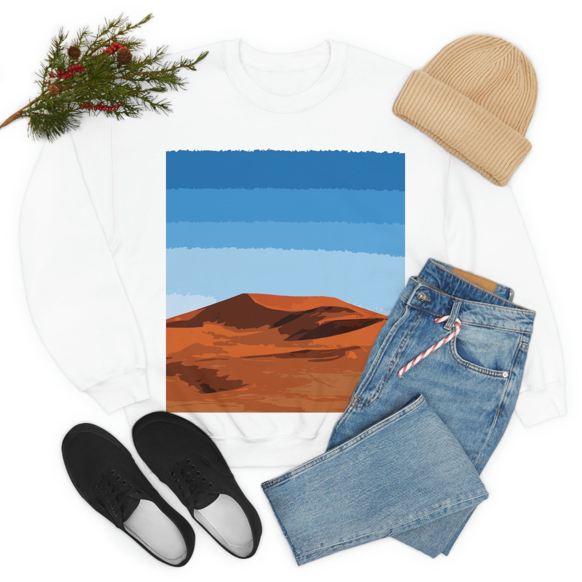 Landscape Desert Orange Sand Abstract Nature Modern Art Aesthetics Unisex Heavy Blend™ Crewneck Sweatshirt Ichaku [Perfect Gifts Selection]