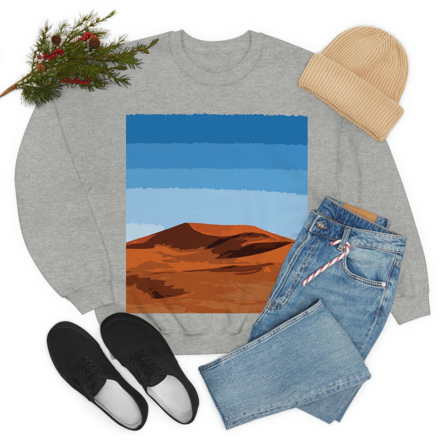 Landscape Desert Orange Sand Abstract Nature Modern Art Aesthetics Unisex Heavy Blend™ Crewneck Sweatshirt Ichaku [Perfect Gifts Selection]