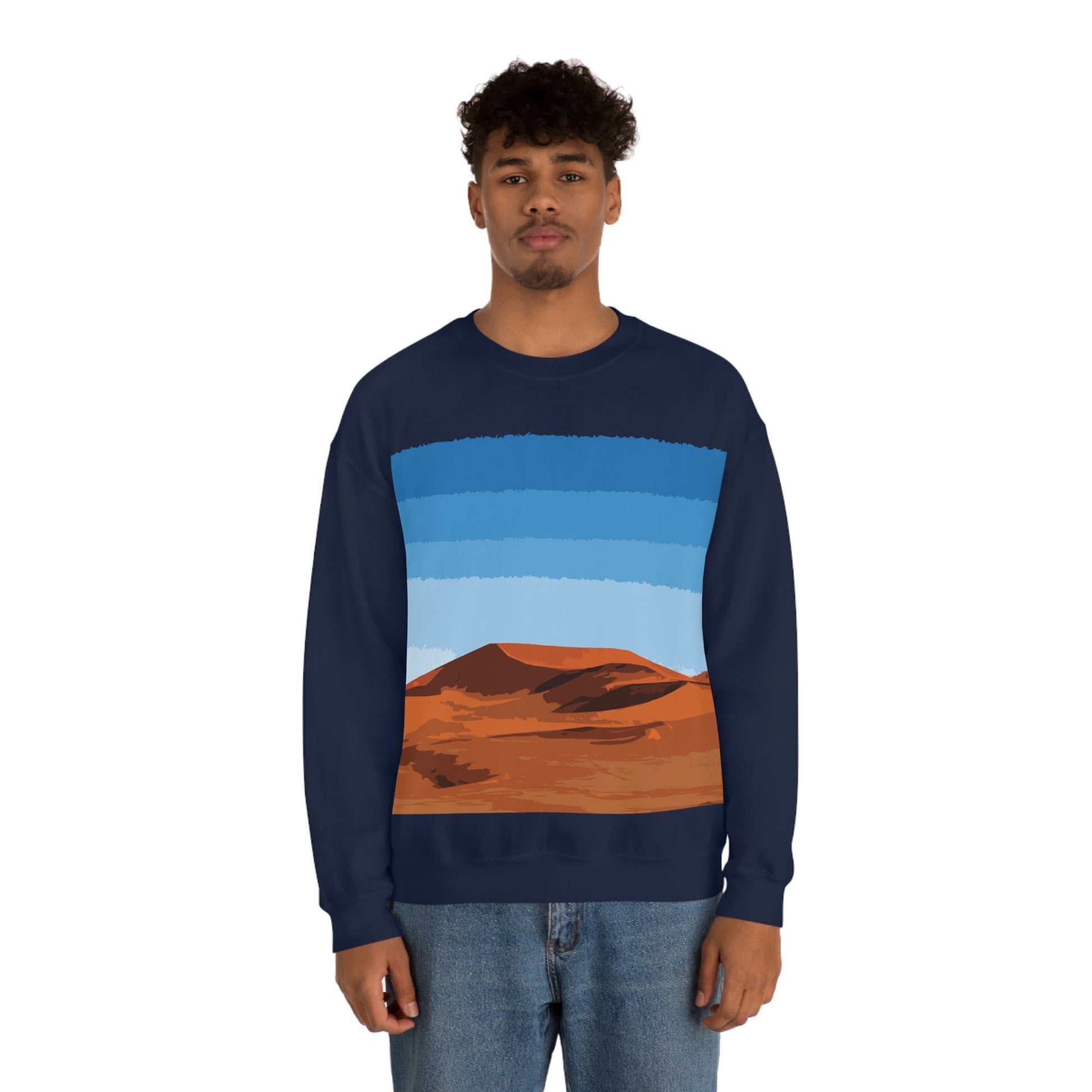 Landscape Desert Orange Sand Abstract Nature Modern Art Aesthetics Unisex Heavy Blend™ Crewneck Sweatshirt Ichaku [Perfect Gifts Selection]