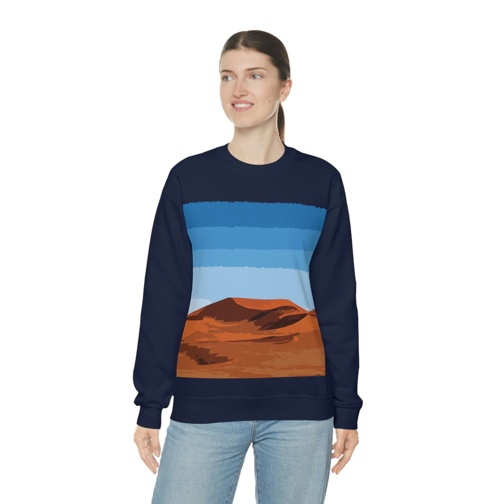 Landscape Desert Orange Sand Abstract Nature Modern Art Aesthetics Unisex Heavy Blend™ Crewneck Sweatshirt Ichaku [Perfect Gifts Selection]