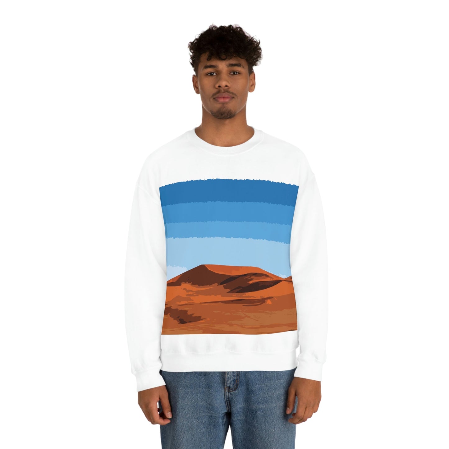 Landscape Desert Orange Sand Abstract Nature Modern Art Aesthetics Unisex Heavy Blend™ Crewneck Sweatshirt Ichaku [Perfect Gifts Selection]