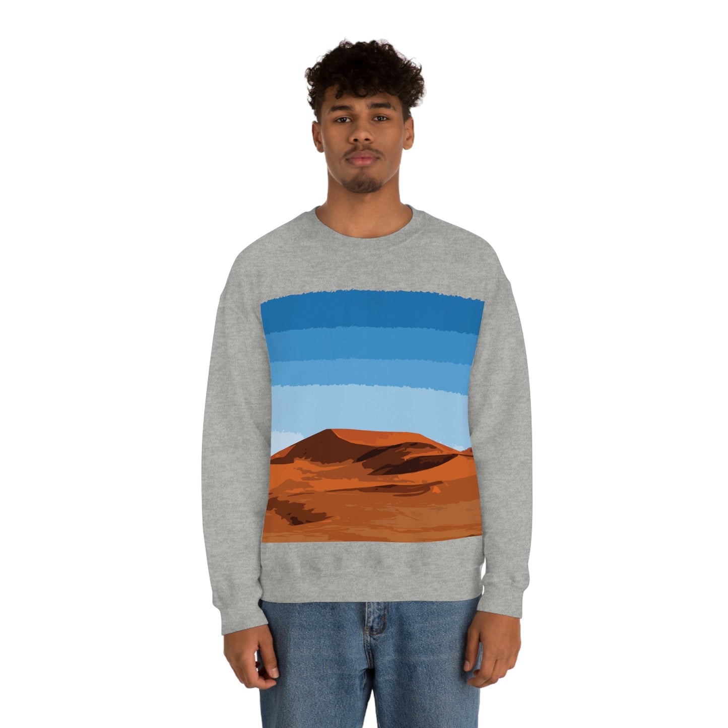 Landscape Desert Orange Sand Abstract Nature Modern Art Aesthetics Unisex Heavy Blend™ Crewneck Sweatshirt Ichaku [Perfect Gifts Selection]