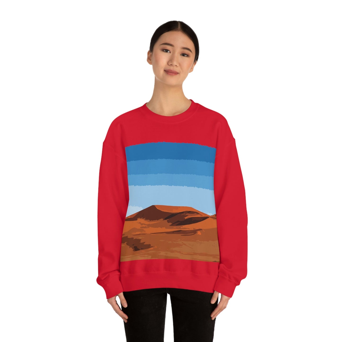 Landscape Desert Orange Sand Abstract Nature Modern Art Aesthetics Unisex Heavy Blend™ Crewneck Sweatshirt Ichaku [Perfect Gifts Selection]