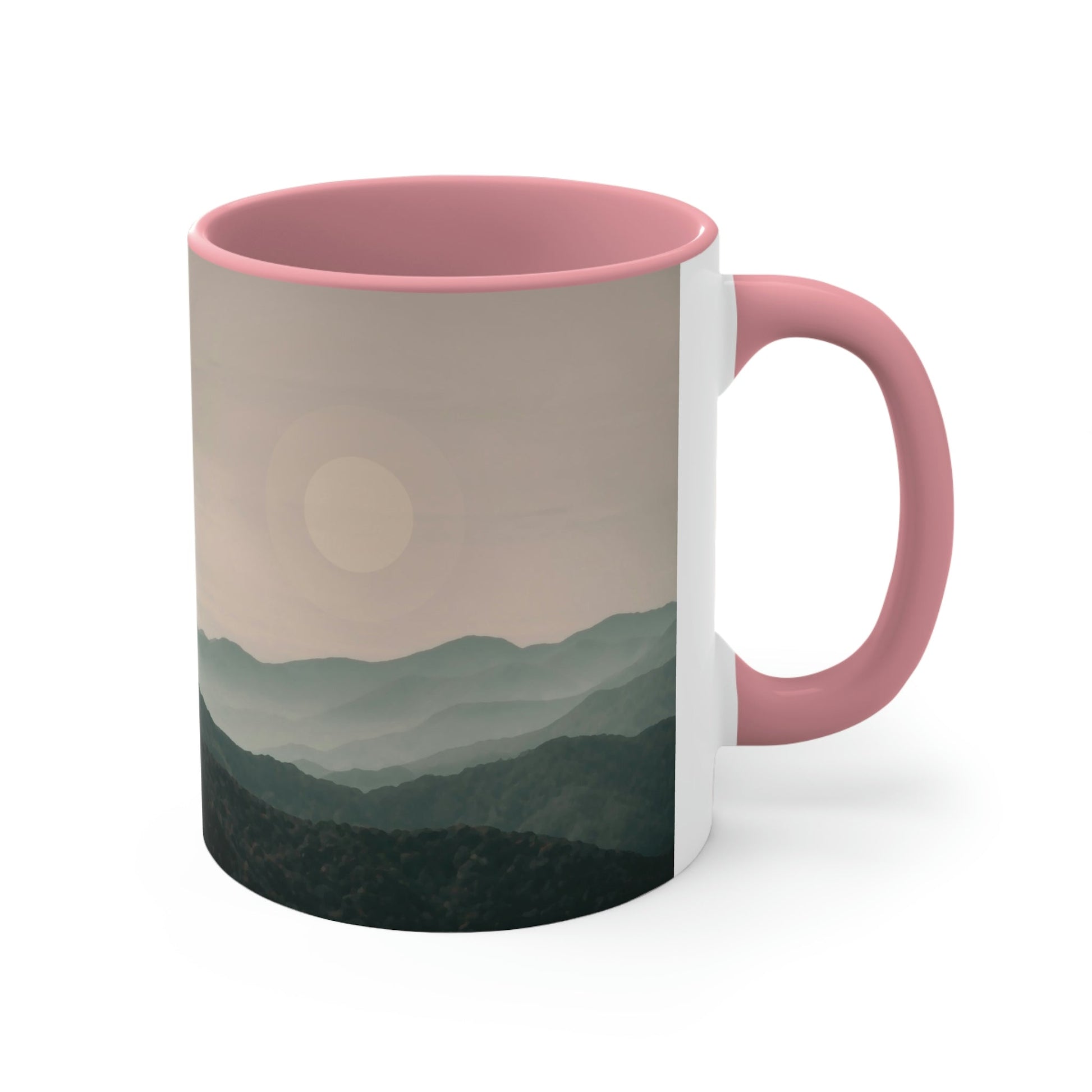 Landscape Foggy Forest Mountains Nature Modern Art Aesthetics Accent Coffee Mug 11oz Ichaku [Perfect Gifts Selection]