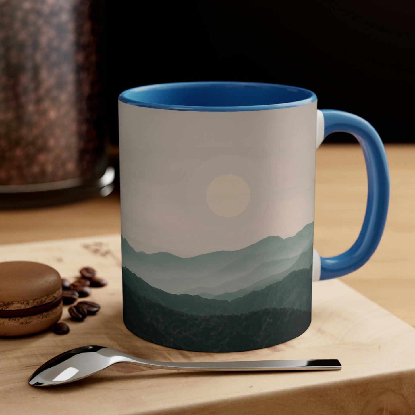 Landscape Foggy Forest Mountains Nature Modern Art Aesthetics Accent Coffee Mug 11oz Ichaku [Perfect Gifts Selection]