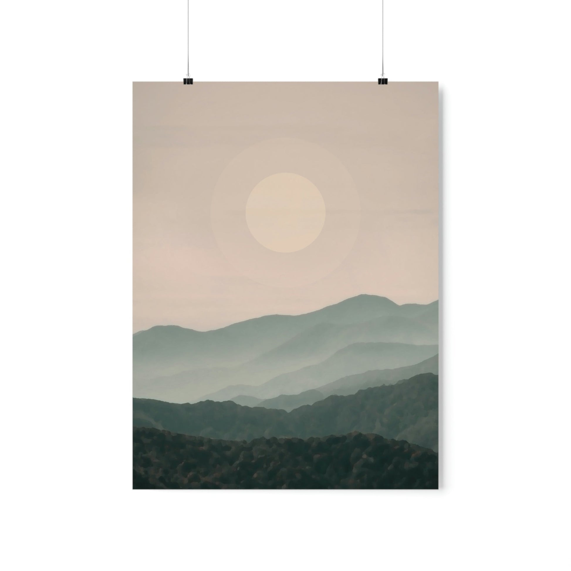 Landscape Foggy Forest Mountains Nature Modern Art Aesthetics Premium Matte Vertical Posters Ichaku [Perfect Gifts Selection]