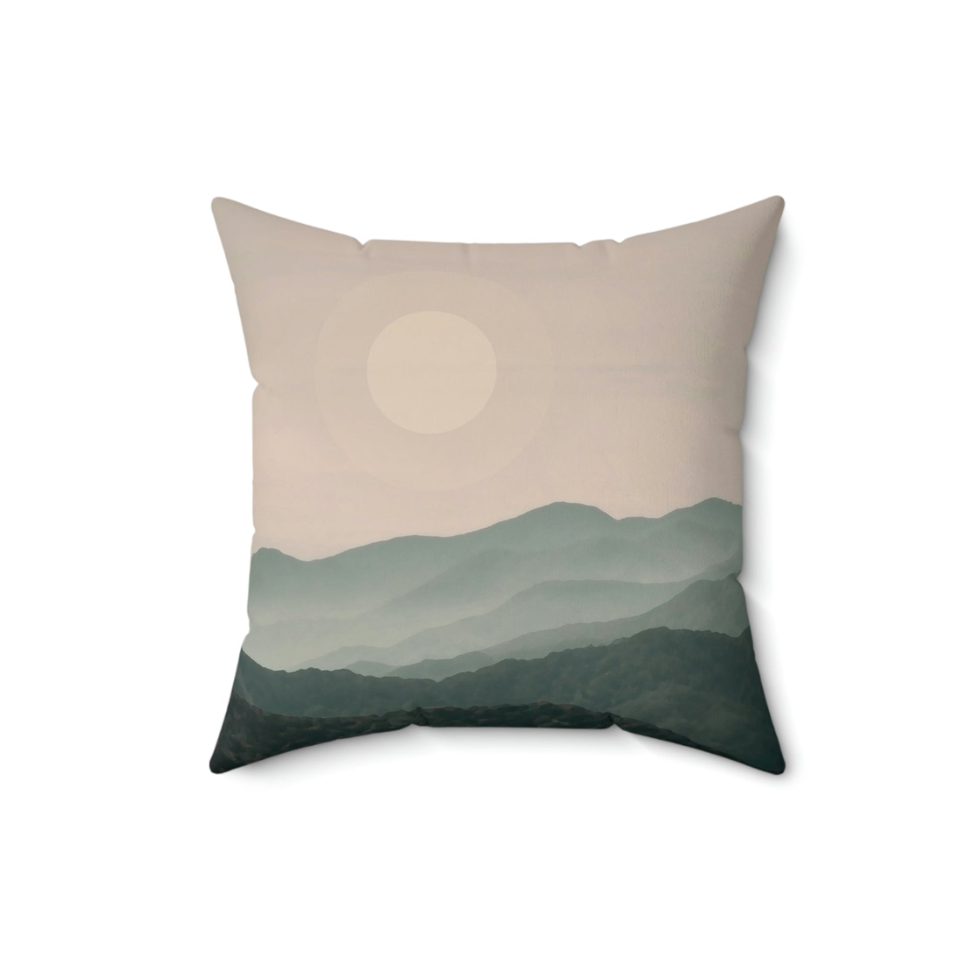 Landscape Foggy Forest Mountains Nature Modern Art Aesthetics Spun Polyester Square Pillow Ichaku [Perfect Gifts Selection]