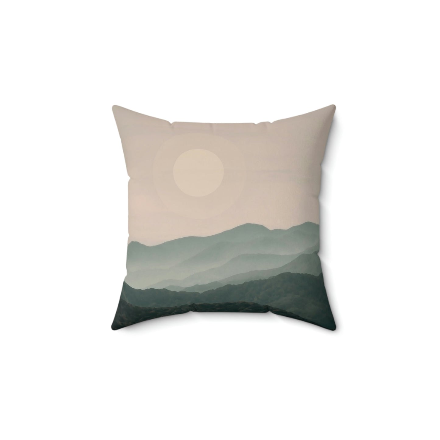 Landscape Foggy Forest Mountains Nature Modern Art Aesthetics Spun Polyester Square Pillow Ichaku [Perfect Gifts Selection]