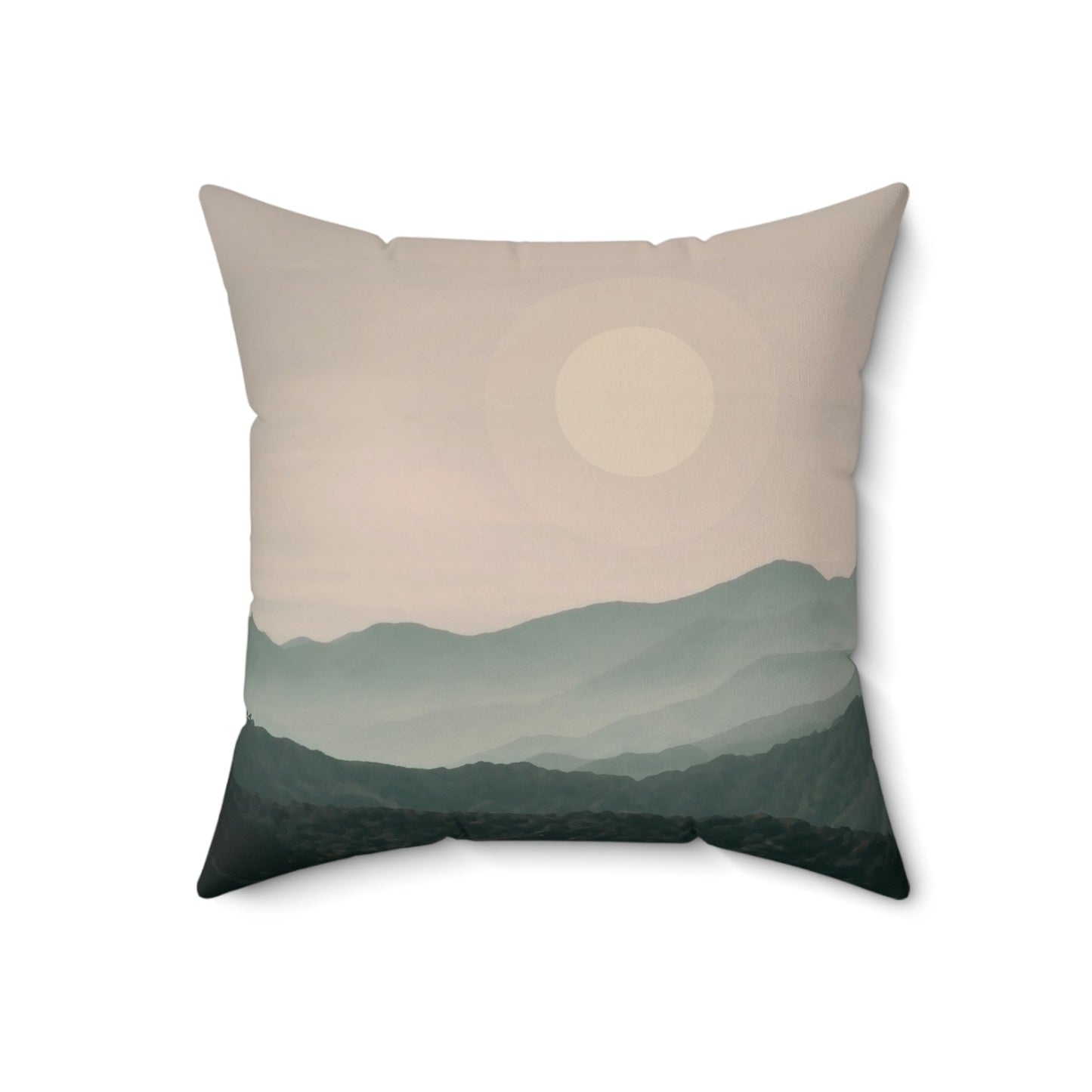 Landscape Foggy Forest Mountains Nature Modern Art Aesthetics Spun Polyester Square Pillow Ichaku [Perfect Gifts Selection]