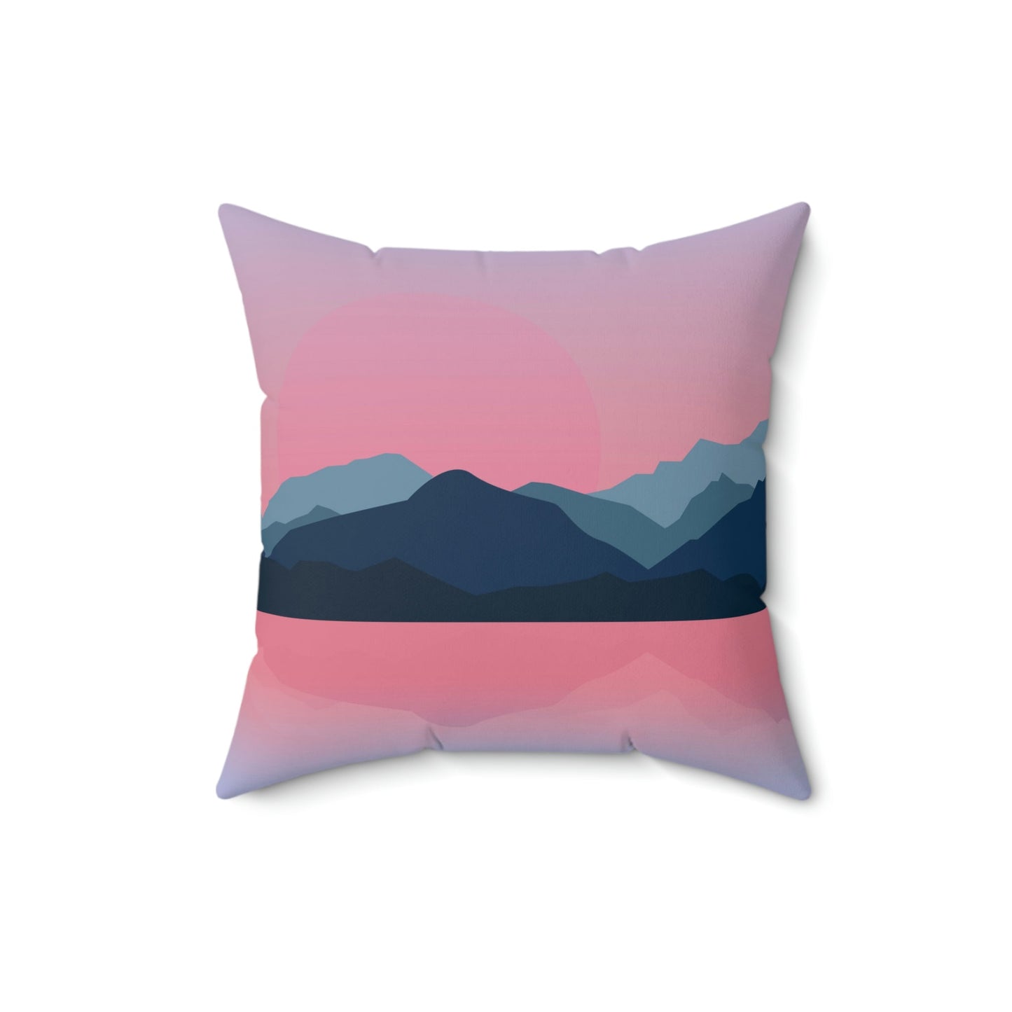 Landscape Mountains Nature Watercolor Sunset Water Art Spun Polyester Square Pillow Ichaku [Perfect Gifts Selection]