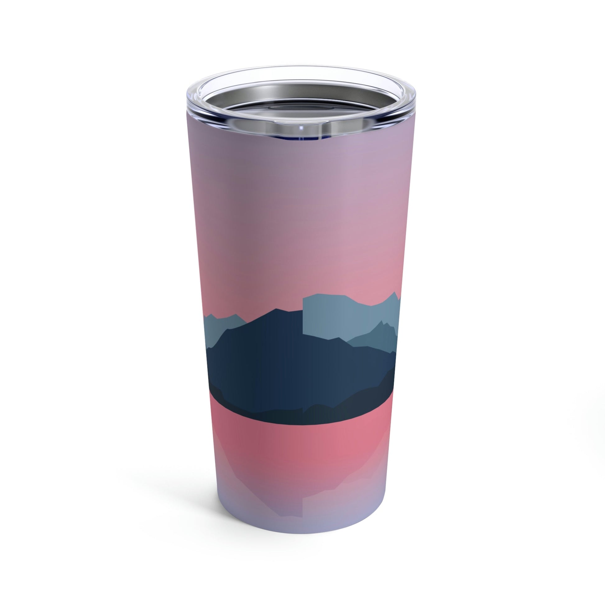 Landscape Mountains Nature Watercolor Sunset Water Art Stainless Steel Hot or Cold Vacuum Tumbler 20oz Ichaku [Perfect Gifts Selection]