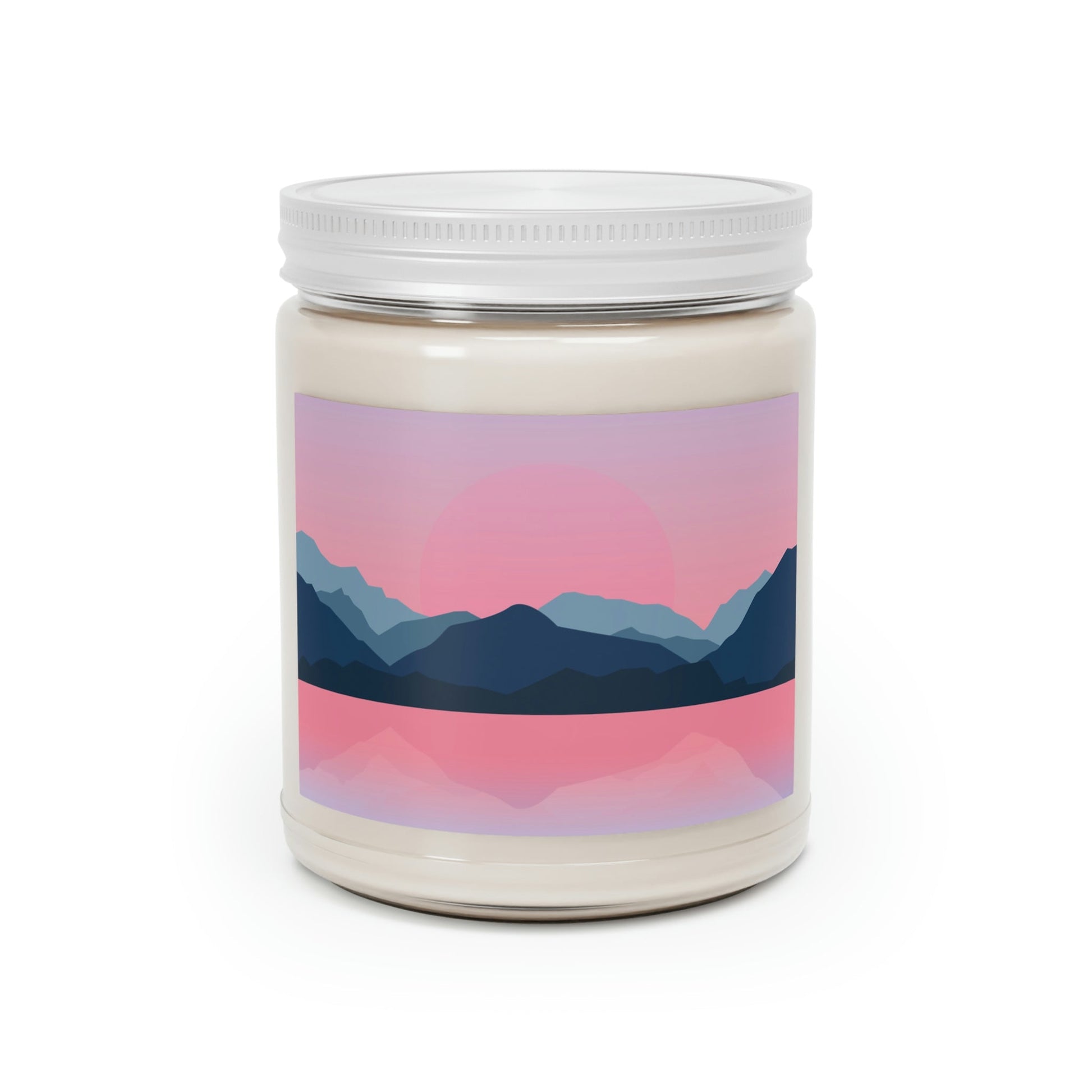 Landscape Mountains Nature Watercolor Sunset Water Scented Candle Up to 60hSoy Wax 9oz Ichaku [Perfect Gifts Selection]