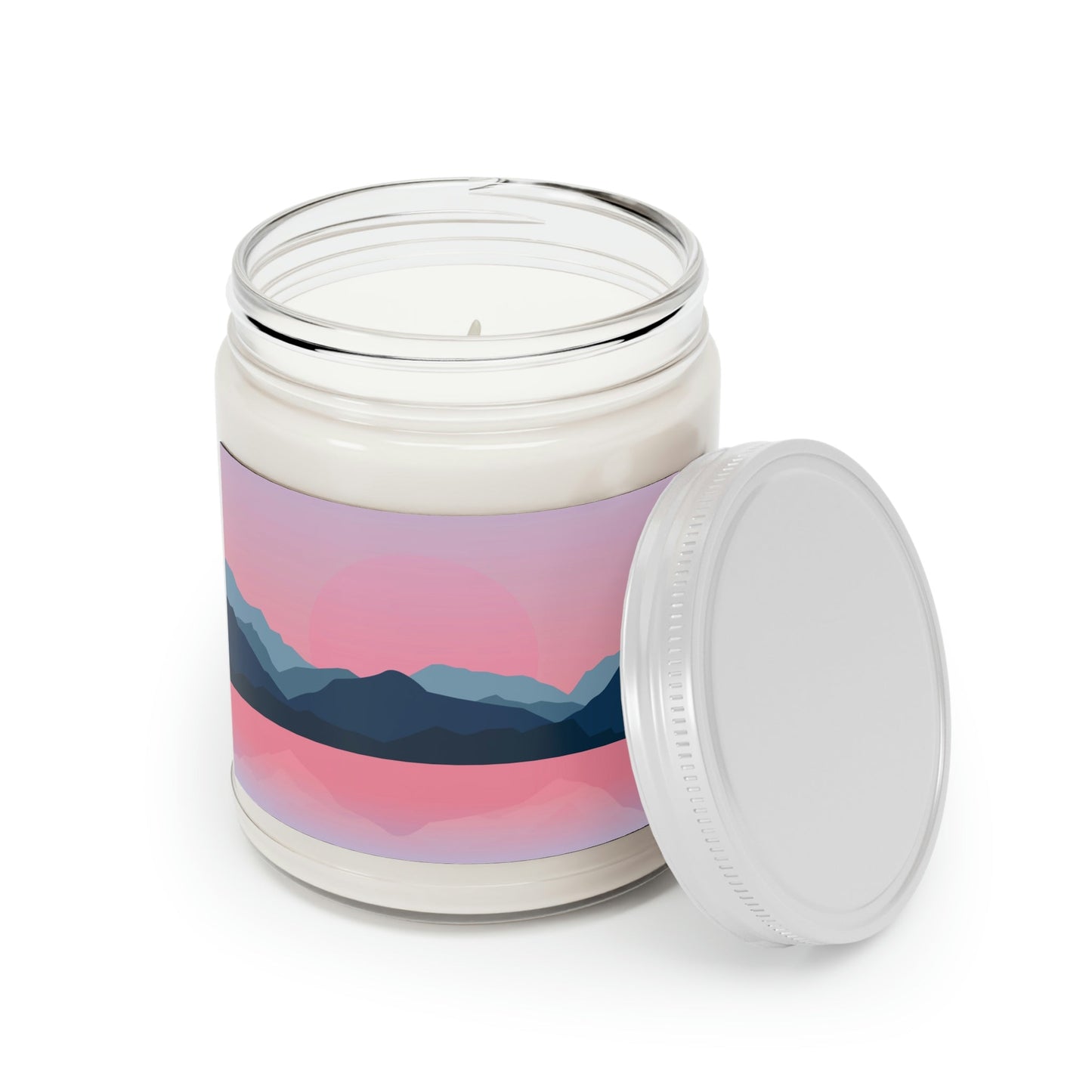 Landscape Mountains Nature Watercolor Sunset Water Scented Candle Up to 60hSoy Wax 9oz Ichaku [Perfect Gifts Selection]