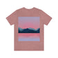 Landscape Mountains Nature Watercolor Sunset Water Unisex Jersey Short Sleeve T-Shirt Ichaku [Perfect Gifts Selection]