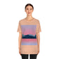 Landscape Mountains Nature Watercolor Sunset Water Unisex Jersey Short Sleeve T-Shirt Ichaku [Perfect Gifts Selection]