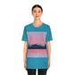 Landscape Mountains Nature Watercolor Sunset Water Unisex Jersey Short Sleeve T-Shirt Ichaku [Perfect Gifts Selection]