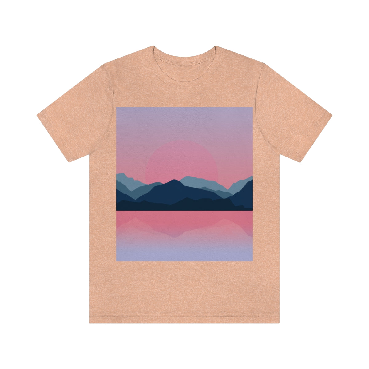 Landscape Mountains Nature Watercolor Sunset Water Unisex Jersey Short Sleeve T-Shirt Ichaku [Perfect Gifts Selection]