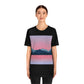 Landscape Mountains Nature Watercolor Sunset Water Unisex Jersey Short Sleeve T-Shirt Ichaku [Perfect Gifts Selection]