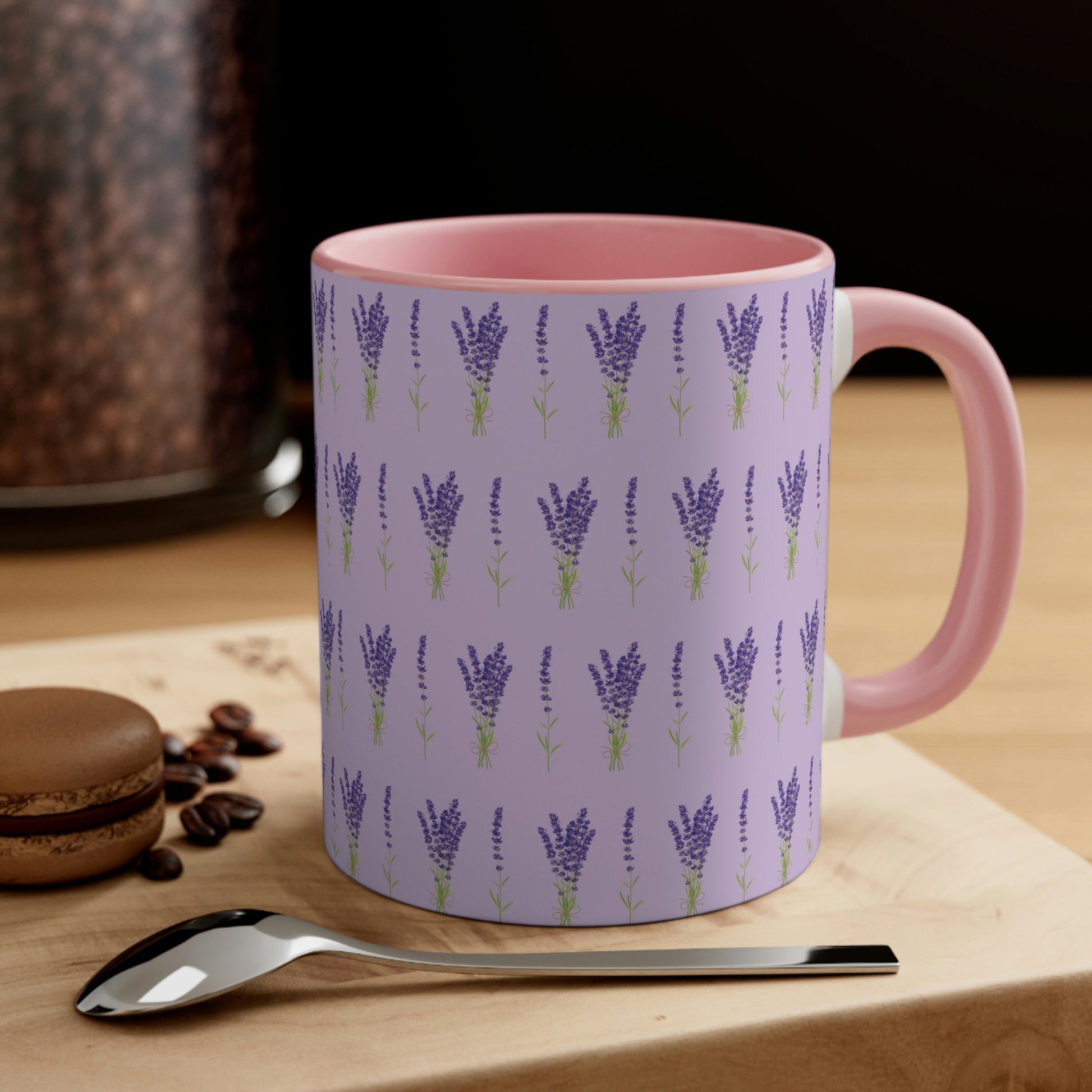 Lavender Aesthetic Pastel Purple Flowers Provence France Minimalist Art Accent Coffee Mug 11oz Ichaku [Perfect Gifts Selection]