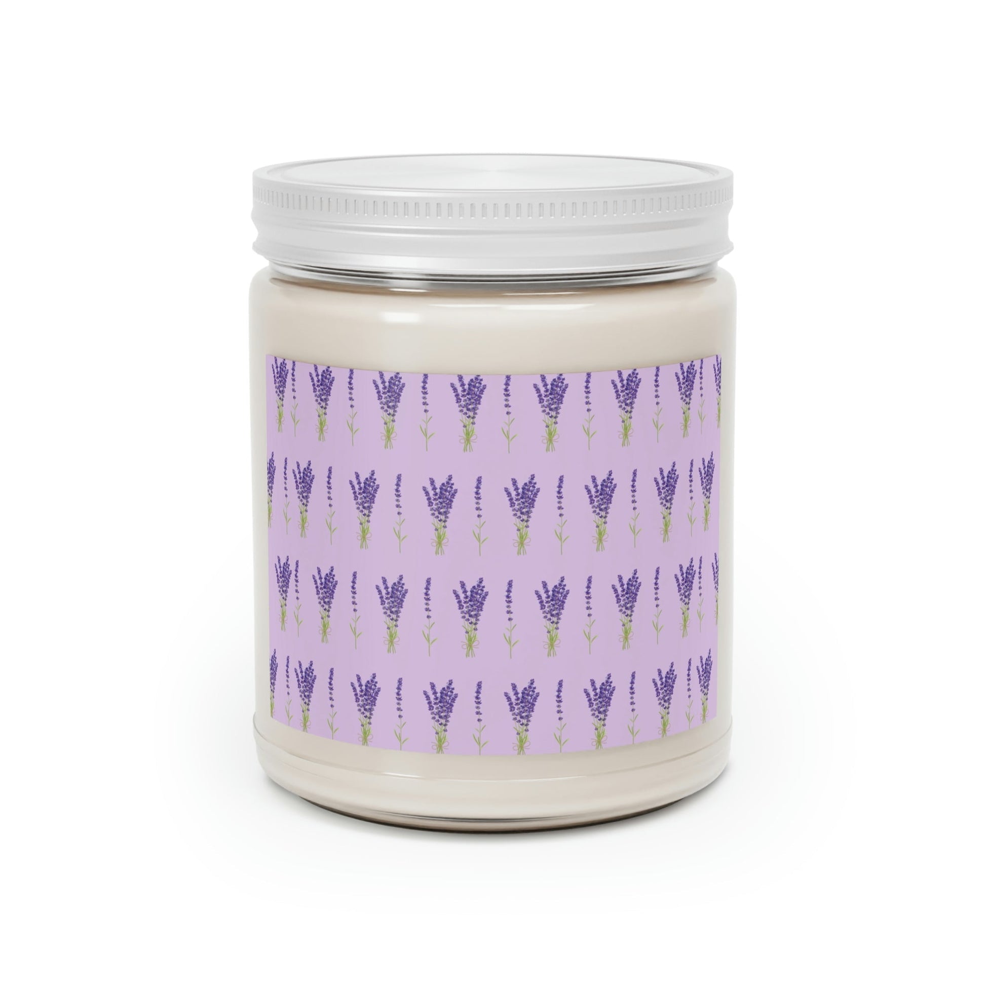 Lavender Aesthetic Pastel Purple Flowers Provence France Minimalist Art Scented Candle Up to 60h Soy Wax 9oz Ichaku [Perfect Gifts Selection]