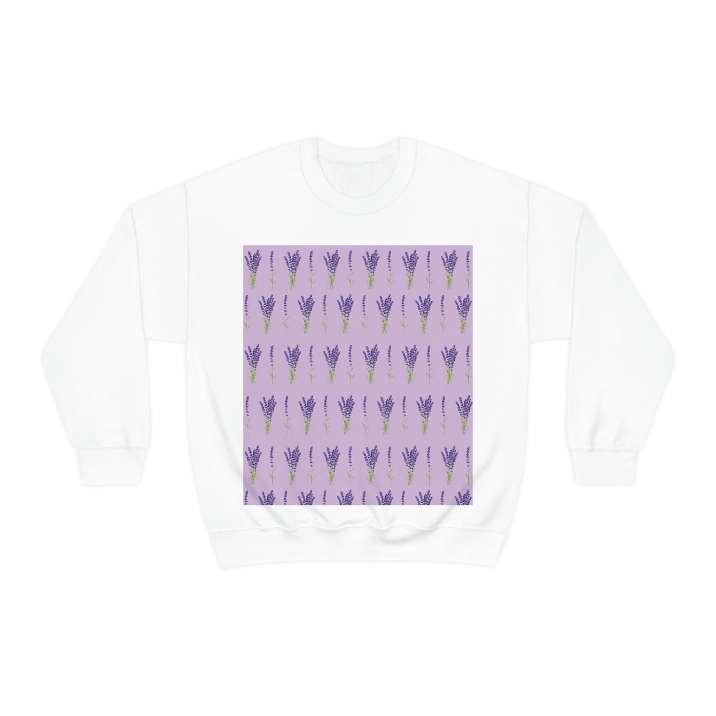 Lavender Aesthetic Pastel Purple Flowers Provence France Minimalist Art Unisex Heavy Blend™ Crewneck Sweatshirt Ichaku [Perfect Gifts Selection]