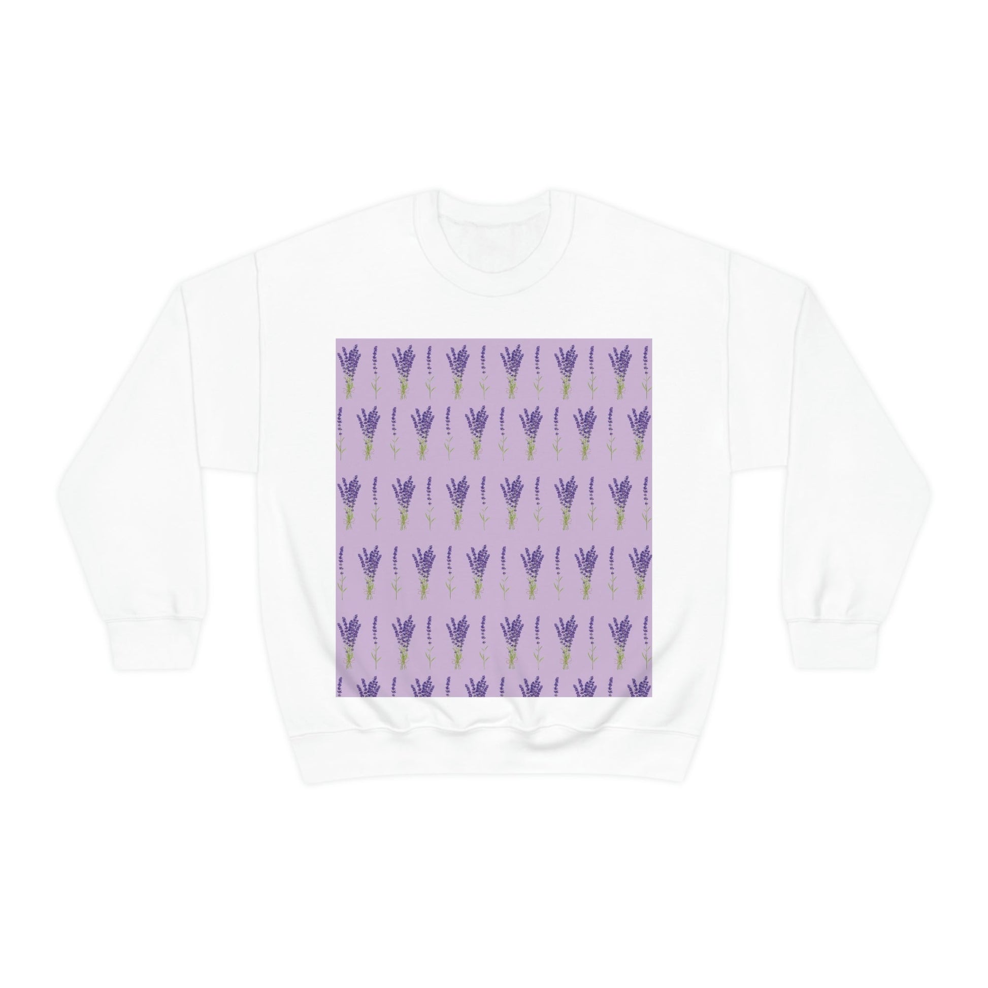 Lavender Aesthetic Pastel Purple Flowers Provence France Minimalist Art Unisex Heavy Blend™ Crewneck Sweatshirt Ichaku [Perfect Gifts Selection]