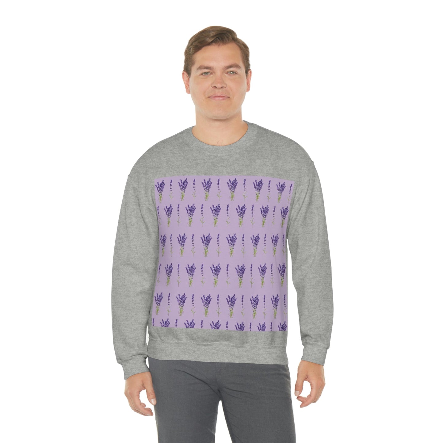 Lavender Aesthetic Pastel Purple Flowers Provence France Minimalist Art Unisex Heavy Blend™ Crewneck Sweatshirt Ichaku [Perfect Gifts Selection]