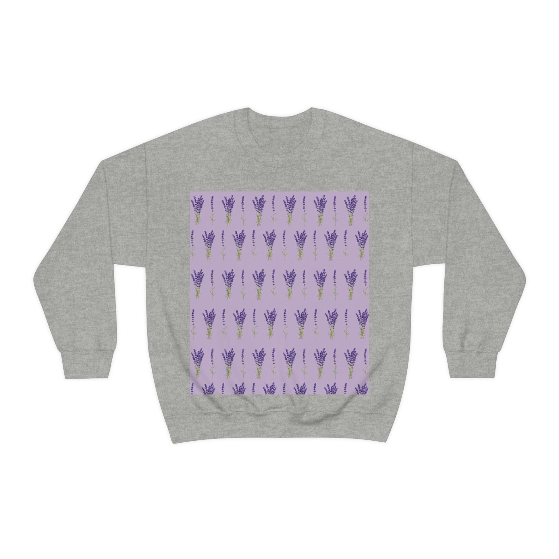 Lavender Aesthetic Pastel Purple Flowers Provence France Minimalist Art Unisex Heavy Blend™ Crewneck Sweatshirt Ichaku [Perfect Gifts Selection]