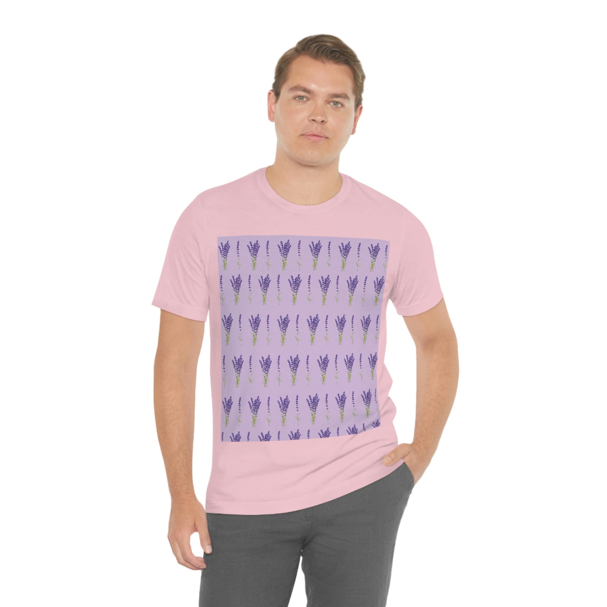 Lavender Aesthetic Pastel Purple Flowers Provence France Minimalist Art Unisex Jersey Short Sleeve T-Shirt Ichaku [Perfect Gifts Selection]