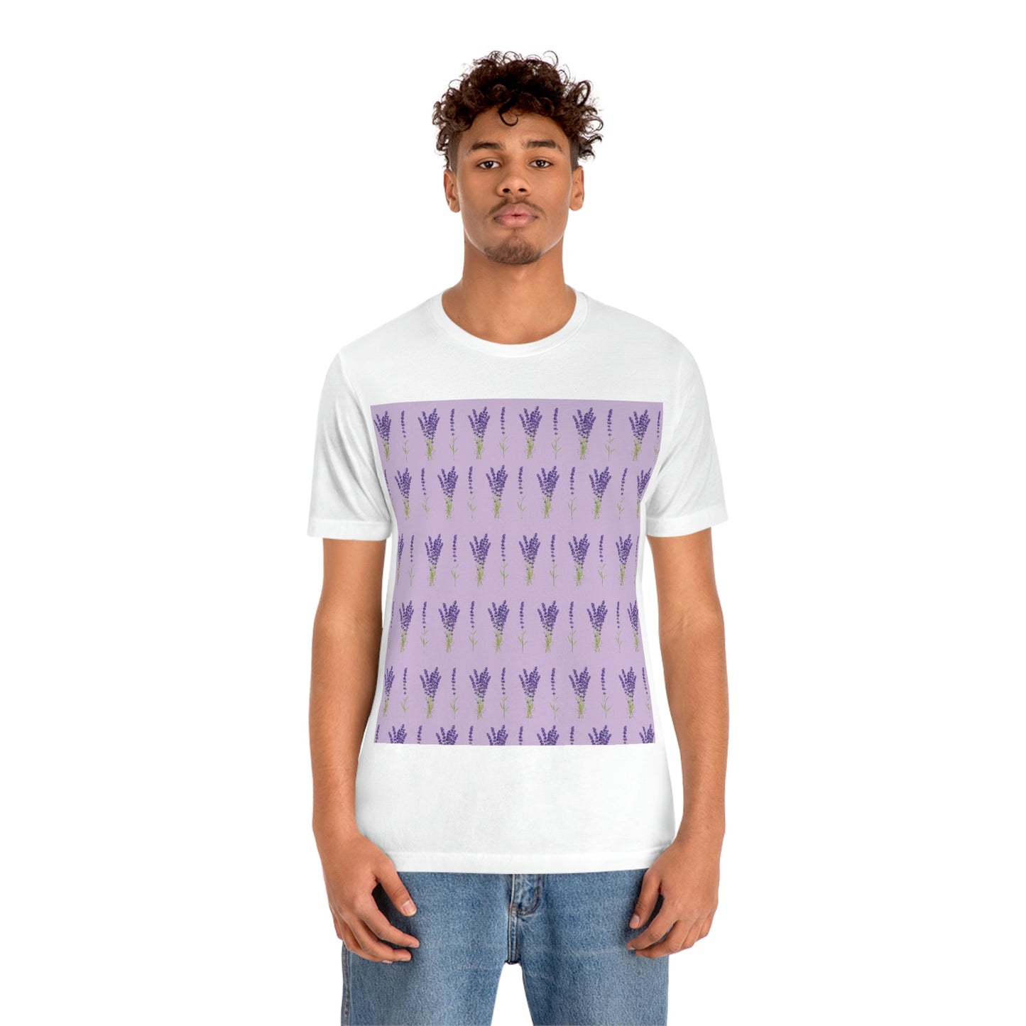 Lavender Aesthetic Pastel Purple Flowers Provence France Minimalist Art Unisex Jersey Short Sleeve T-Shirt Ichaku [Perfect Gifts Selection]