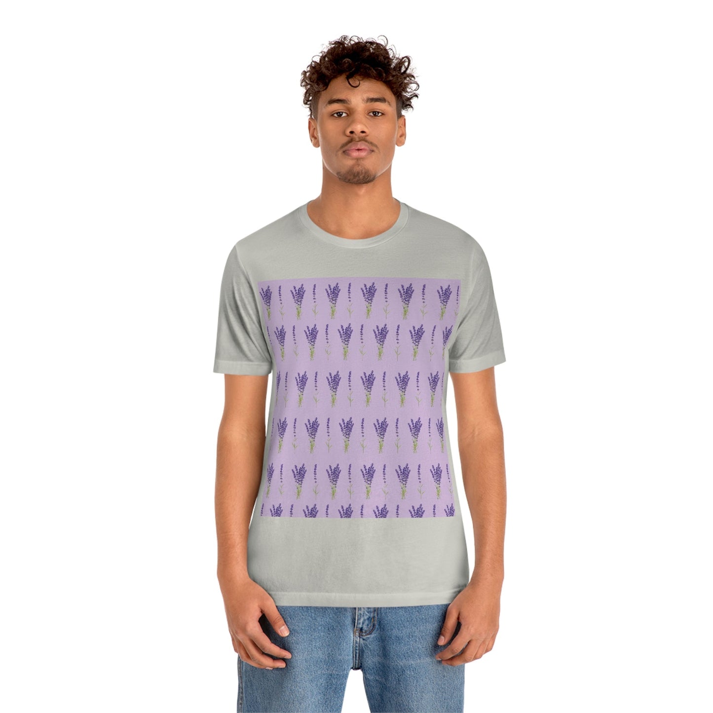 Lavender Aesthetic Pastel Purple Flowers Provence France Minimalist Art Unisex Jersey Short Sleeve T-Shirt Ichaku [Perfect Gifts Selection]