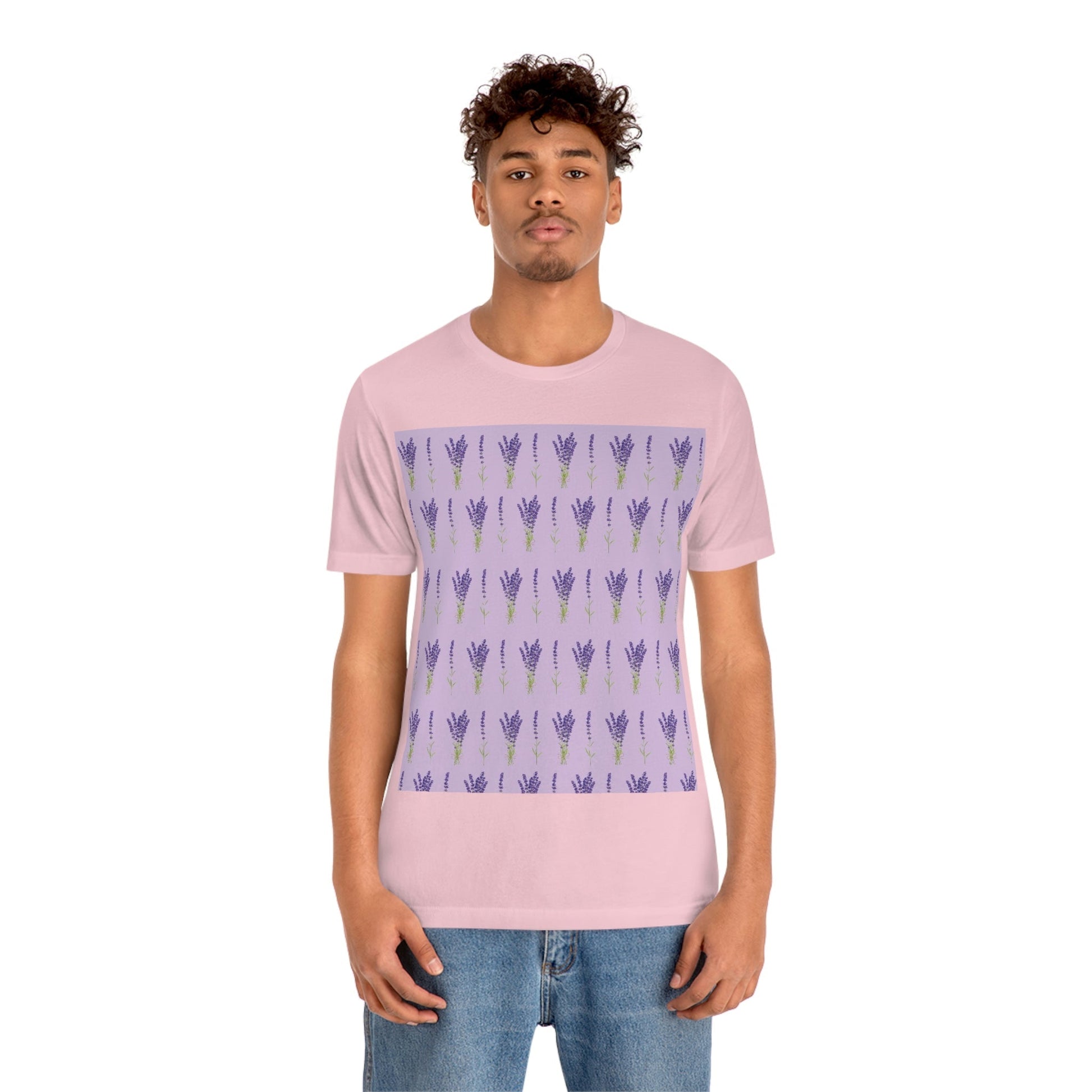 Lavender Aesthetic Pastel Purple Flowers Provence France Minimalist Art Unisex Jersey Short Sleeve T-Shirt Ichaku [Perfect Gifts Selection]