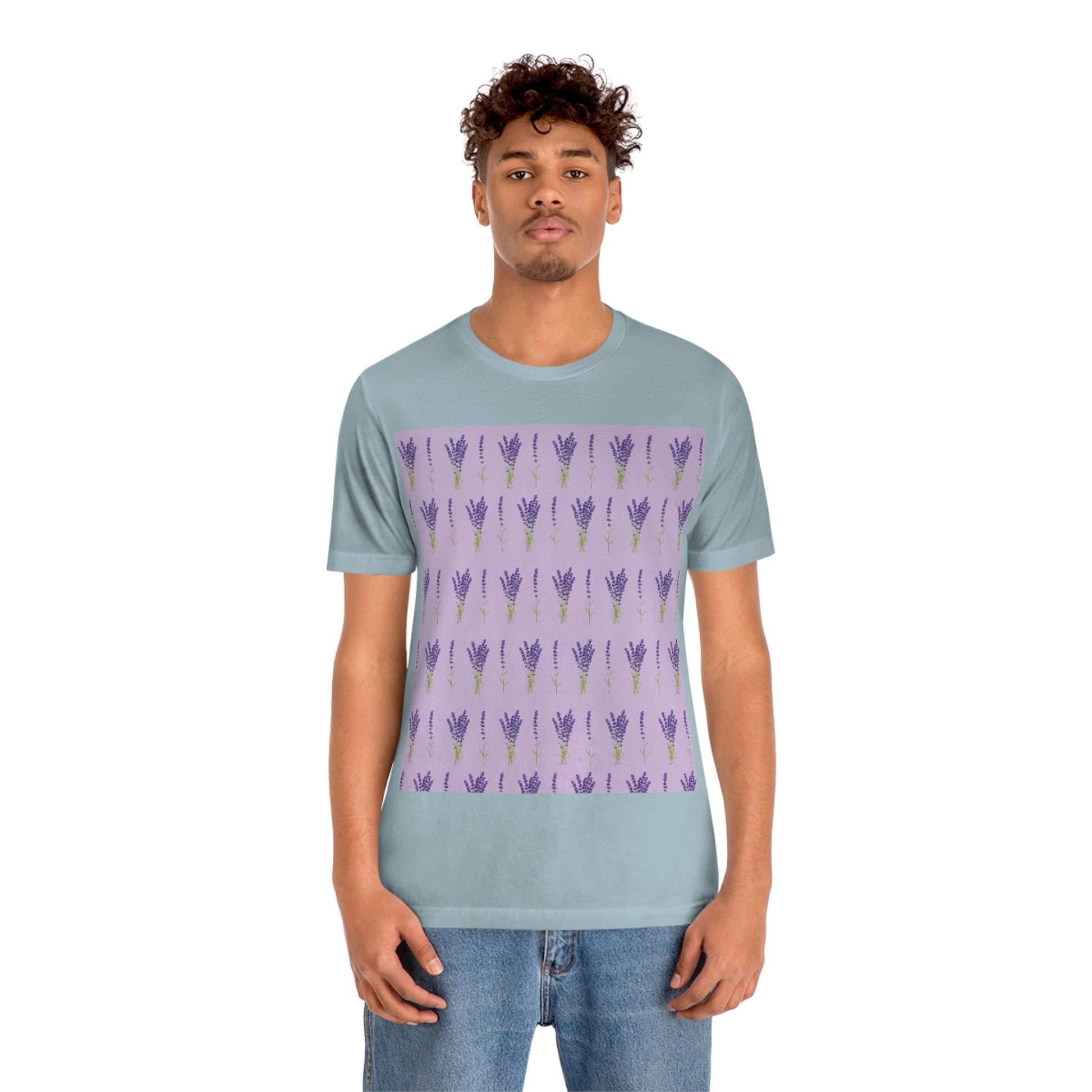 Lavender Aesthetic Pastel Purple Flowers Provence France Minimalist Art Unisex Jersey Short Sleeve T-Shirt Ichaku [Perfect Gifts Selection]