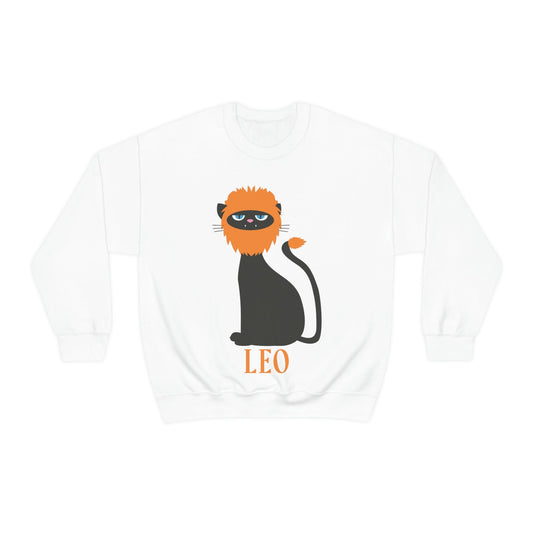 Leo Cat Zodiac Sign Cute Funny Unisex Heavy Blend™ Crewneck Sweatshirt Ichaku [Perfect Gifts Selection]