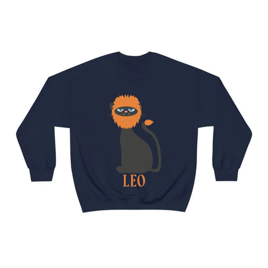 Leo Cat Zodiac Sign Unisex Heavy Blend™ Crewneck Sweatshirt Ichaku [Perfect Gifts Selection]