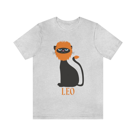 Leo Cat Zodiac Sign Unisex Jersey Short Sleeve T-Shirt Ichaku [Perfect Gifts Selection]