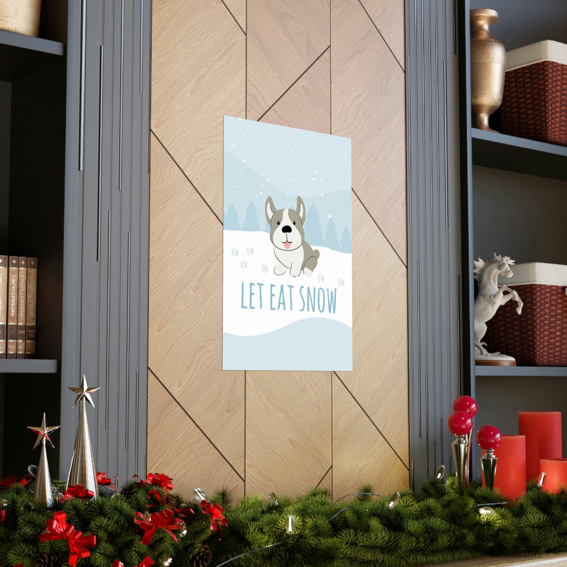 Let Eat Snow Cute Dog Anime Snow Art Premium Matte Vertical Posters Ichaku [Perfect Gifts Selection]