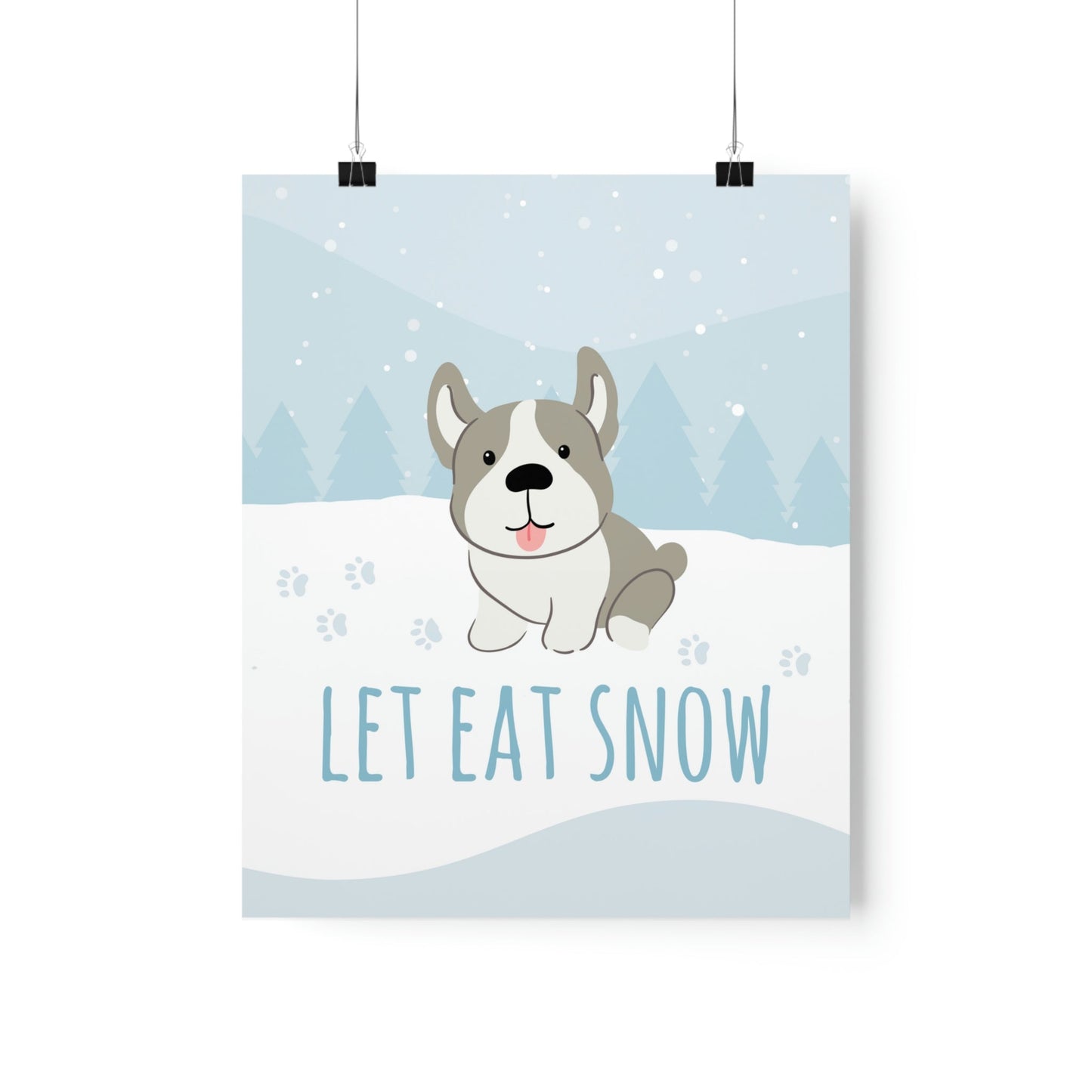 Let Eat Snow Cute Dog Anime Snow Art Premium Matte Vertical Posters Ichaku [Perfect Gifts Selection]