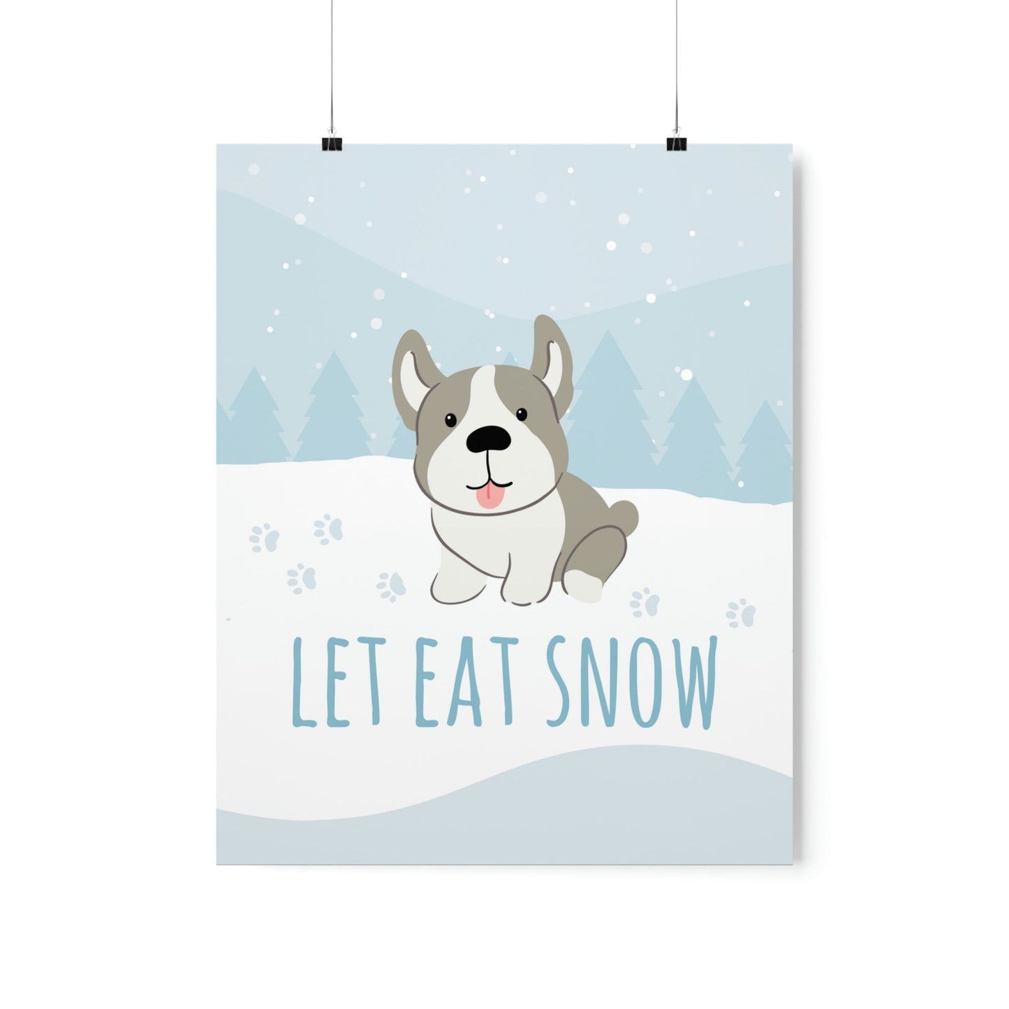 Let Eat Snow Cute Dog Anime Snow Art Premium Matte Vertical Posters Ichaku [Perfect Gifts Selection]