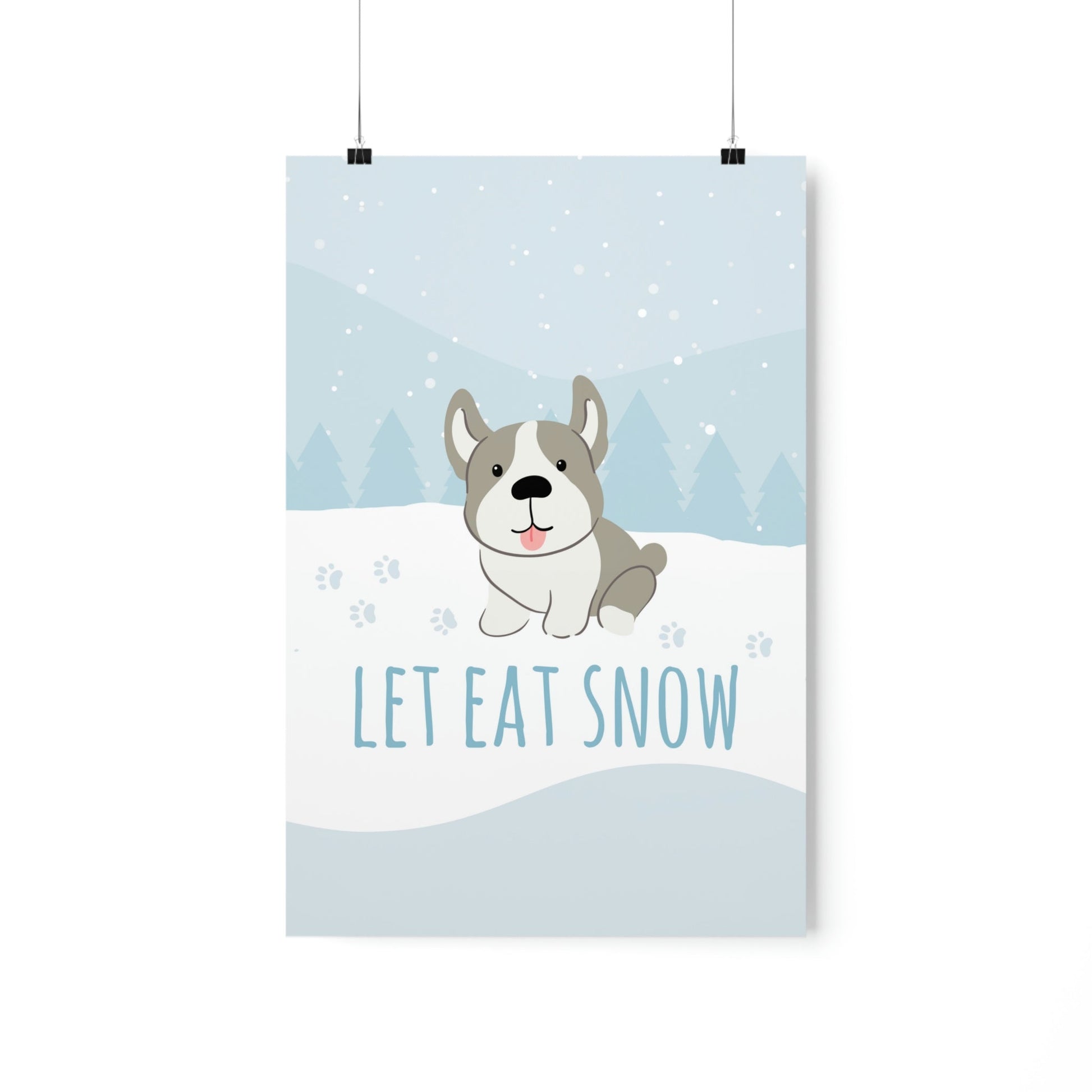 Let Eat Snow Cute Dog Anime Snow Art Premium Matte Vertical Posters Ichaku [Perfect Gifts Selection]