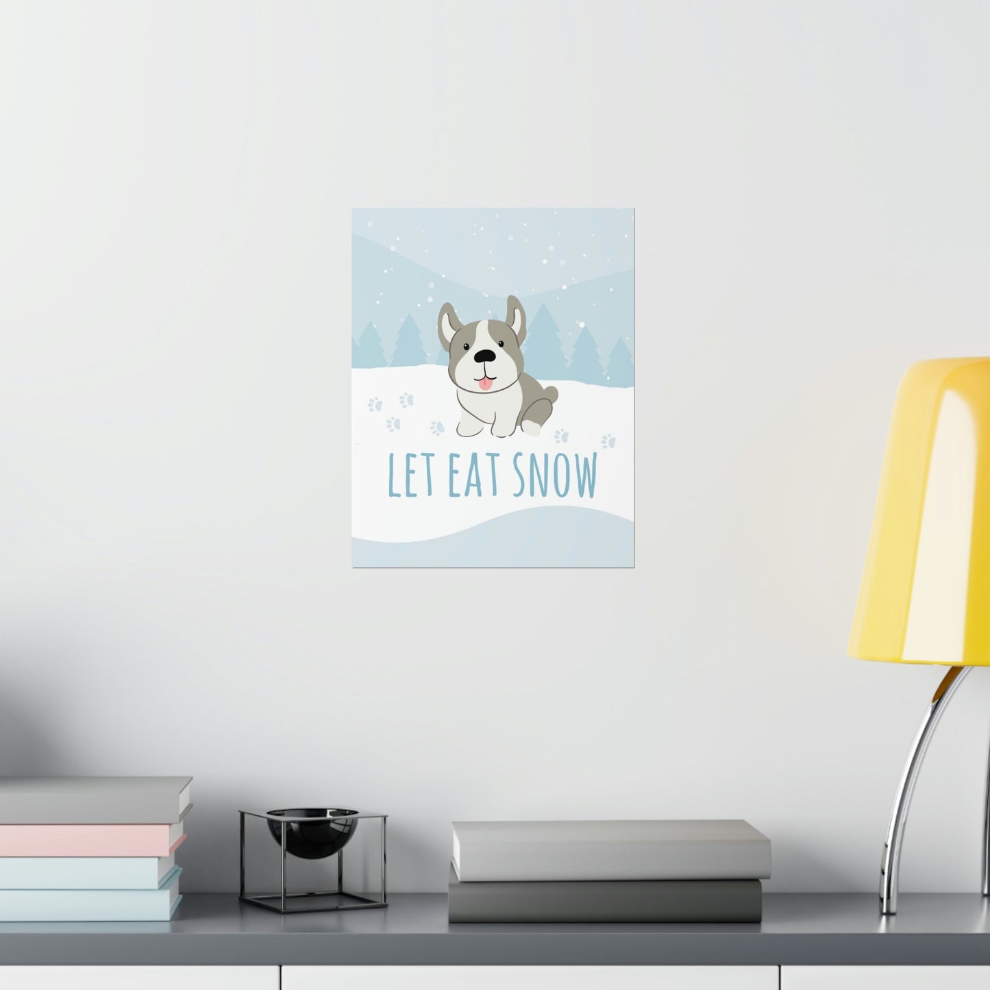 Let Eat Snow Cute Dog Anime Snow Art Premium Matte Vertical Posters Ichaku [Perfect Gifts Selection]