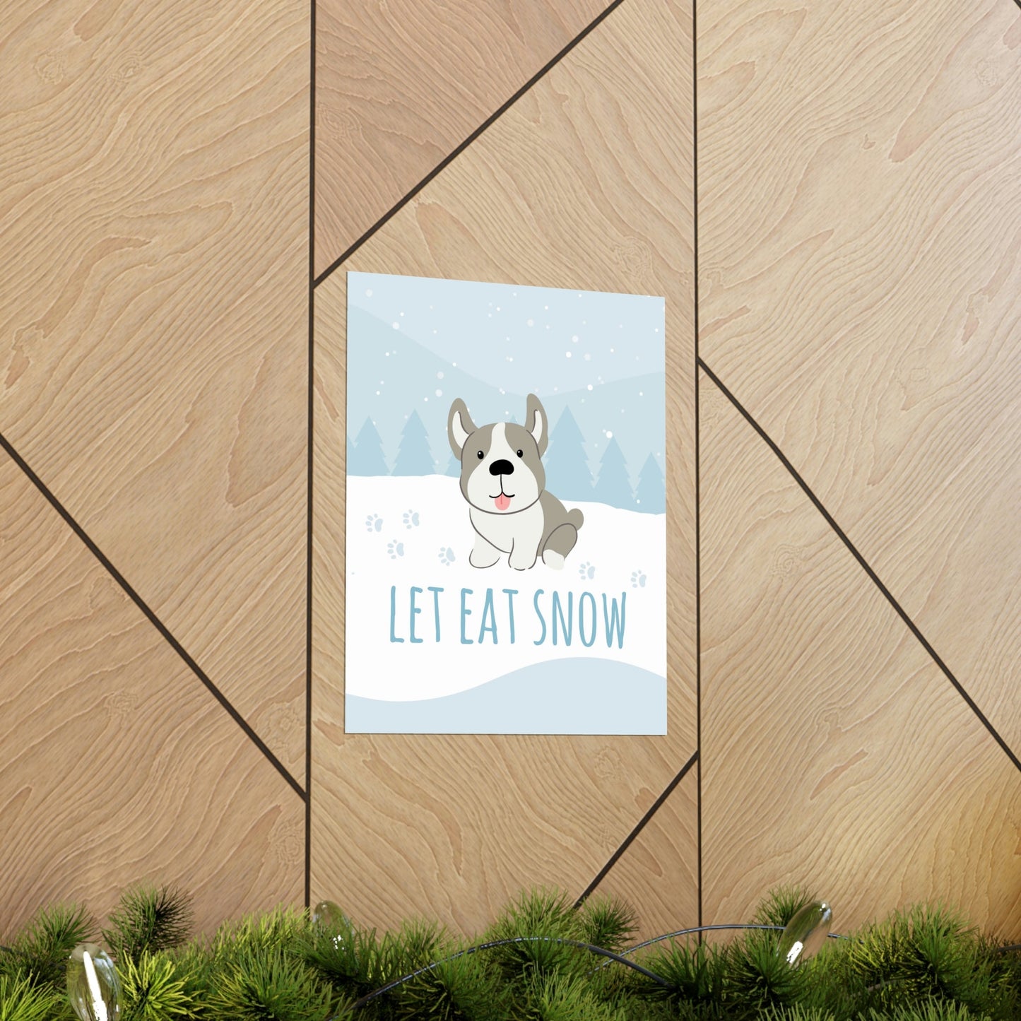 Let Eat Snow Cute Dog Anime Snow Art Premium Matte Vertical Posters Ichaku [Perfect Gifts Selection]